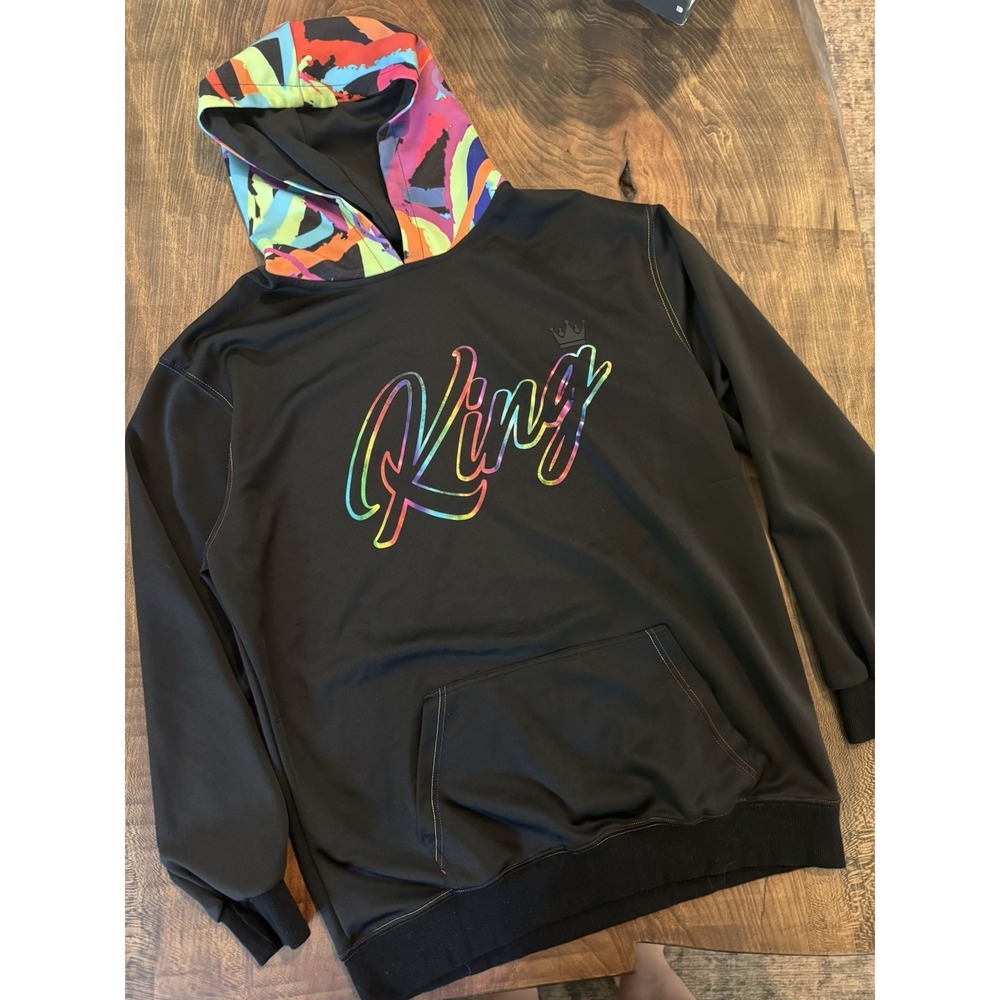 Lion Dynasty Hoodie with Rainbow Multicolor hoodie and graphic "KING" Size Large